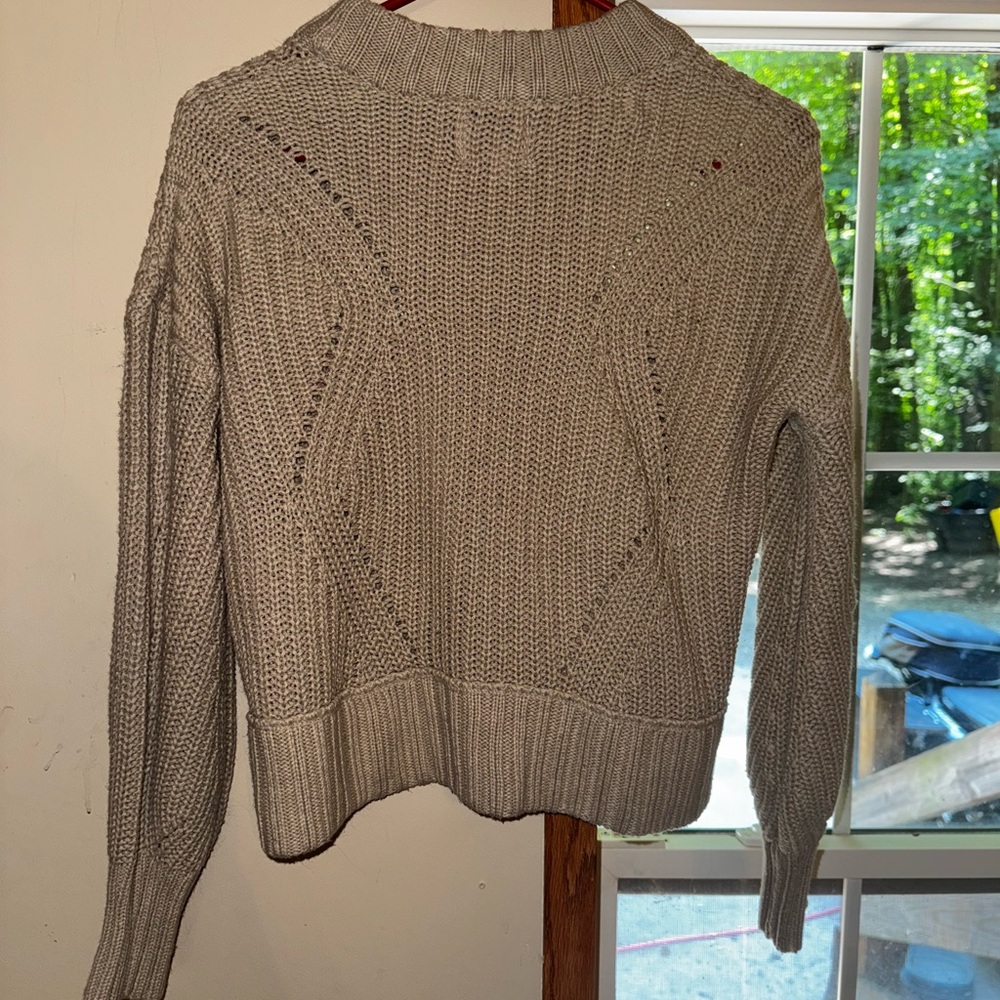 Cozy Cream Knit Sweater Pink Rose